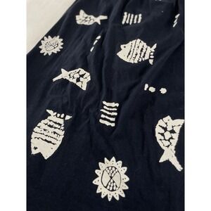 Vintage Navy‎ Blue Long Maxi Skirt Blue Fish Tropical Size Small Pull On Scandi